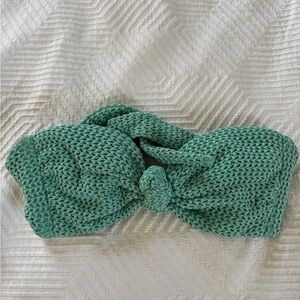 Montce Tori Ties Bandeau Turquoise Crochet Bikini Top